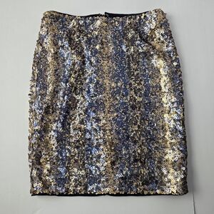 Sequin Skirt  Deep Sea Gold Blue Size 0 NEW Rachel Roy